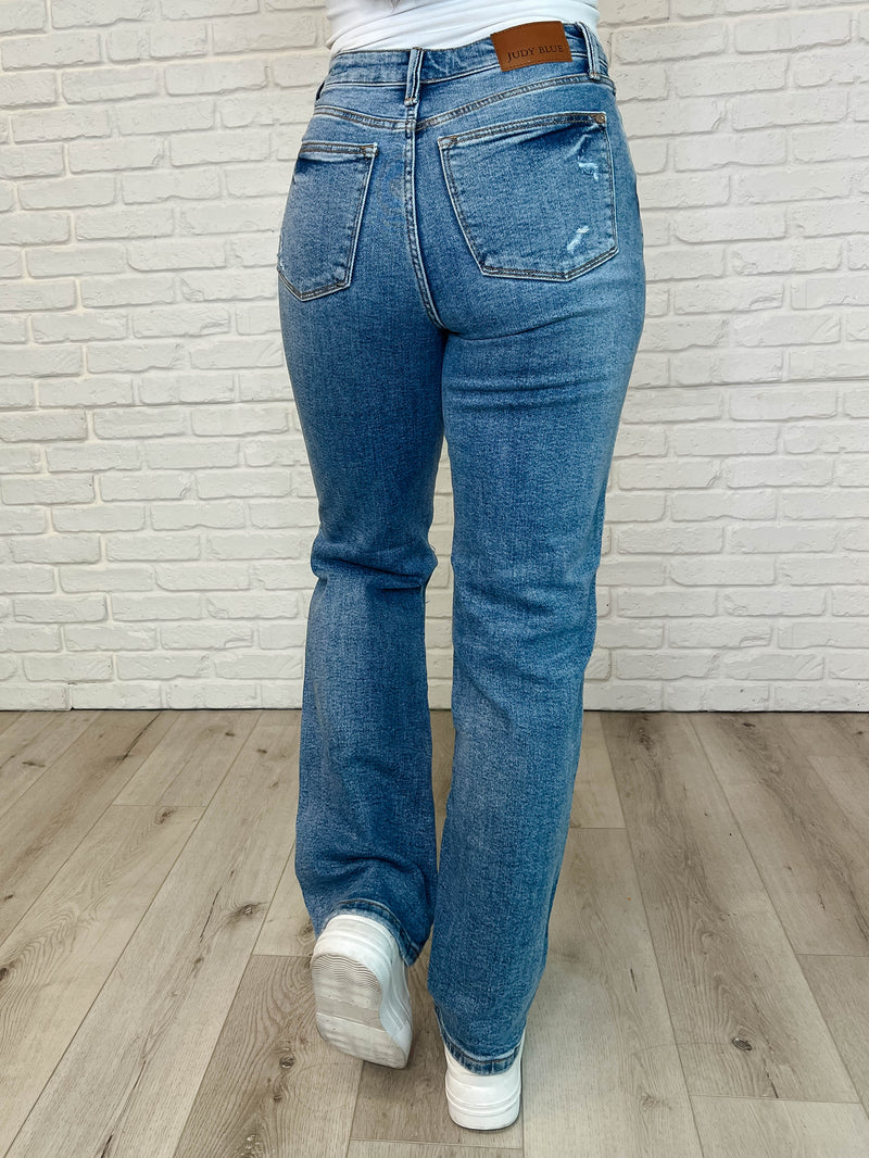 Judy Blue Dylan High Rise Rigid Magic Criss-Cross Waistband Straight Jeans