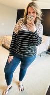 Leopard Stripe Hooded Top