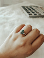 Dina Hexagon Moss Agate Gold Engagement Ring