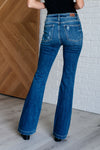 Judy Blue Gabriella Mid Rise Distressed Button Fly Flare Jeans