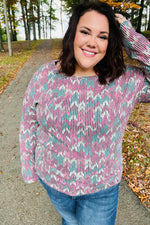 Magenta & Teal Vintage Two Tone Knit Top