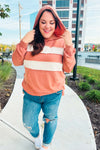 Feeling Playful Rust Stripe Color Block French Terry Hoodie