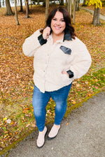 Feeling Bold Ivory Sherpa Fleece Faux Leather Jacket