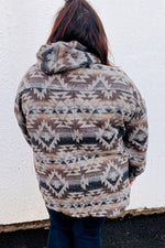 Call For You Grey Aztec Half Zip High Neck Hoodie