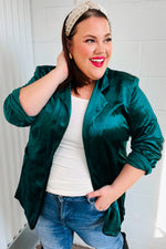 Dazzling Hunter Green Velvet Lapel Blazer