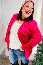 Dazzling Magenta Velvet Lapel Blazer