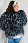 Dazzling Black & Multicolor Fuzzy Fringe Knit Cardigan