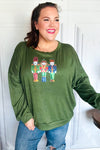 Be Merry Forest Green Nutcracker Sequin Hacci Top