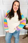 Just For You Rainbow Bubble Sleeve Terry Raglan Top