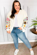 Easy Living Multicolor Hand Crochet Floral Loose Knit Cardigan