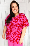 Tropical Trance Magenta Floral V Neck Woven Top