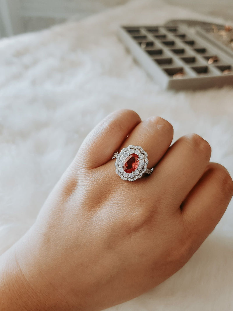 Eloise Garnet Oval Sterling Silver Engagement Ring