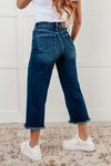 Judy Blue Janice High Rise Button Fly Wide Leg Crop Jeans