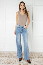 Judy Blue Melia High Rise Side Seam Detail Wide Leg Jeans