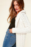 Cream Cable Knit Shawl Collar Open Cardigan