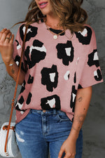 Leopard Round Neck Half Sleeve T-Shirt