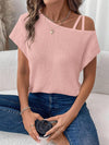 Asymmetrical Neck Short Sleeve T-Shirt