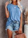 Full Size Round Neck Cap Sleeve T-Shirt