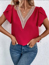 V-Neck Petal Sleeve Blouse