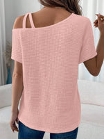 Asymmetrical Neck Short Sleeve T-Shirt