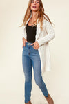 Cream Cable Knit Shawl Collar Open Cardigan