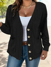 Full Size Button Up V-Neck Long Sleeve Cardigan