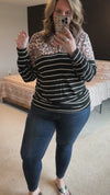 Leopard Stripe Hooded Top
