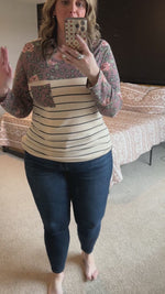 Seny Leopard Floral Stripe Top