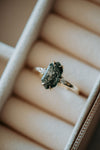 Dina Hexagon Moss Agate Gold Engagement Ring