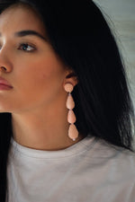 Triple Teardrop Sead Bead Earrings in Pink