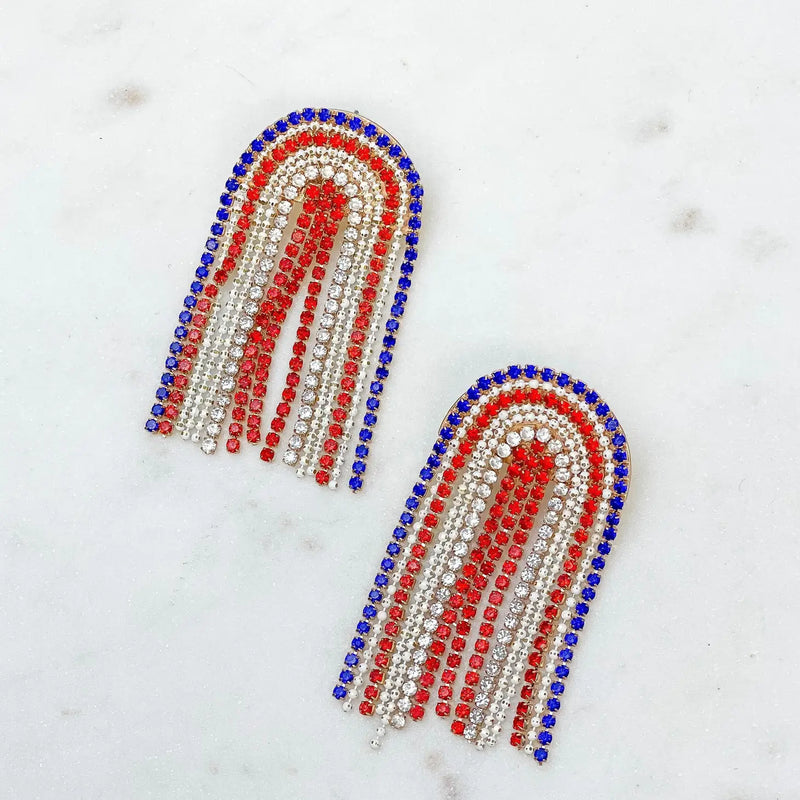 PREORDER: Americana Arched Fringe Dangle Earrings